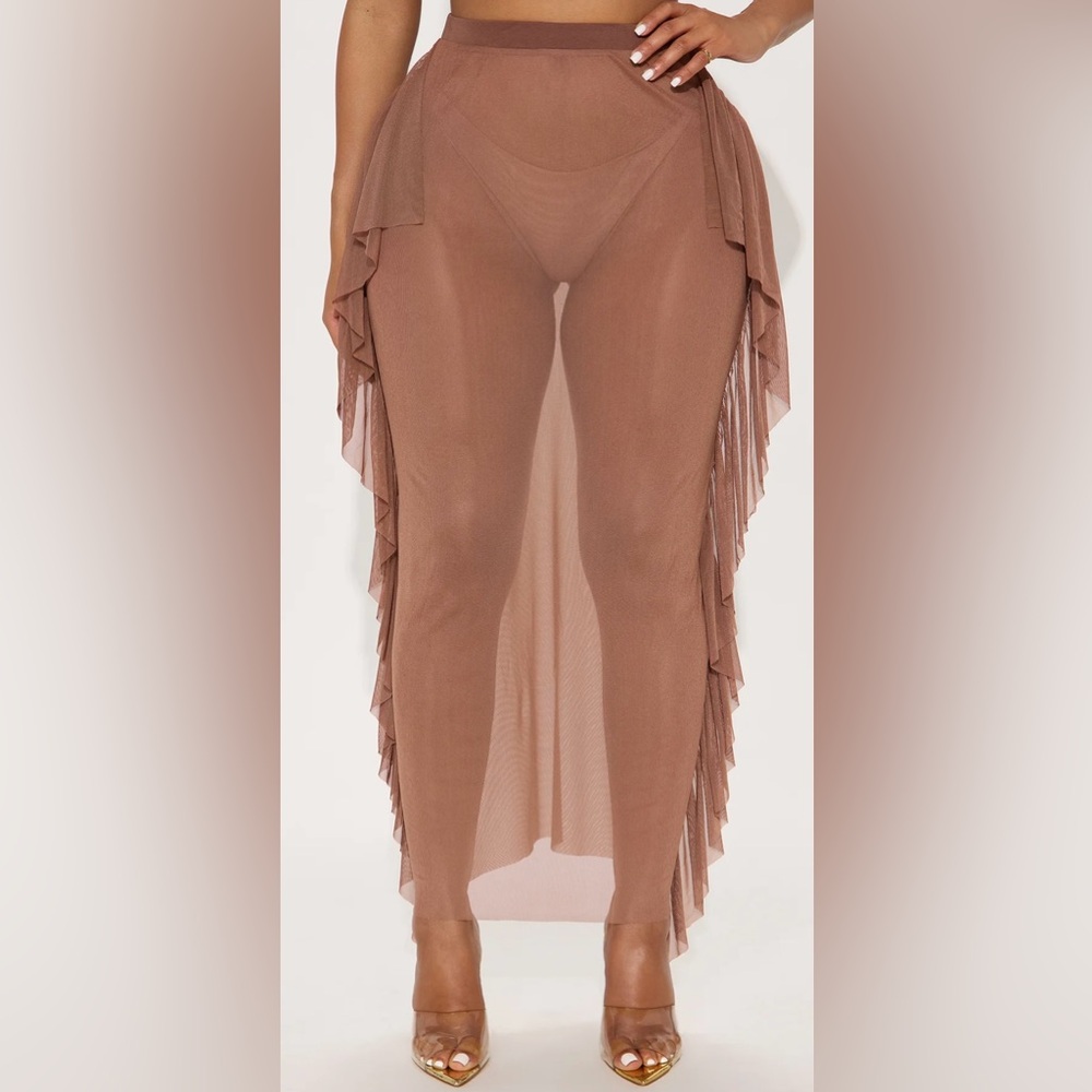 Sunshine See Through Coverup Skirt - Mocha - Picture 2 of 3